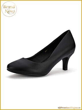 Kitten Heels Pumps Women Round Toe Low Heel Comfortable Work Dress Shoes Slip